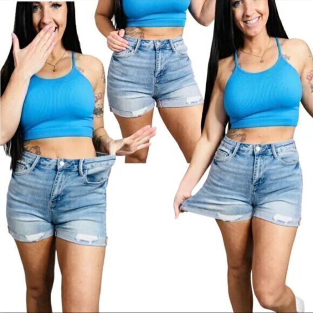 Judy Blue Women’s Stretchy Jeggings Comfort Jean Shorts KATIE L Large